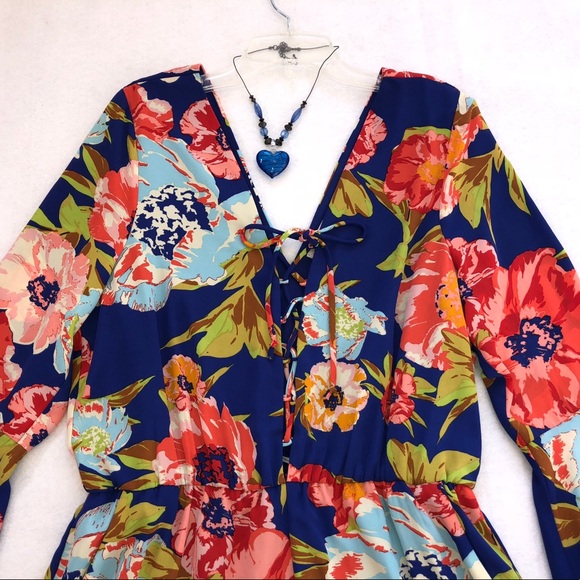 CB by Nordstroms Floral long-sleeve Romper in XL - Picture 3 of 8